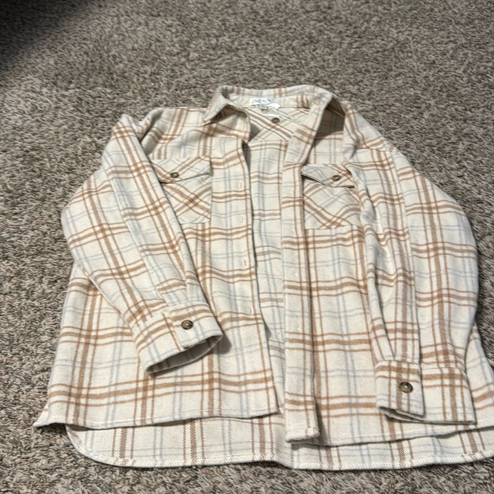 Cream plaid Shacket